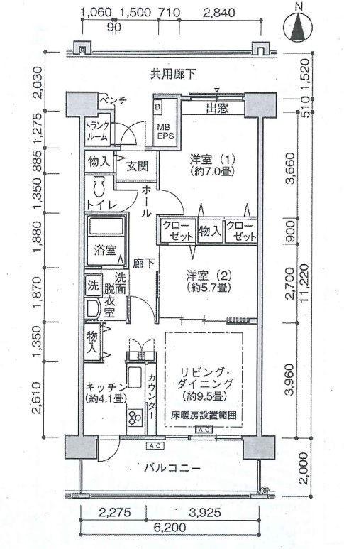 コート南千住家族寮（リバーハープコート南千住） 間取り