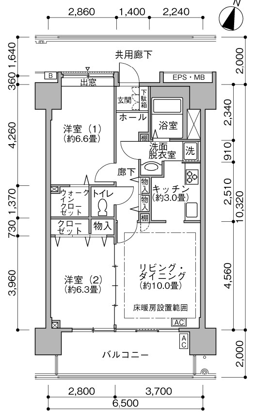 川崎東門前家族寮（ミラリオ大師河原） 間取り