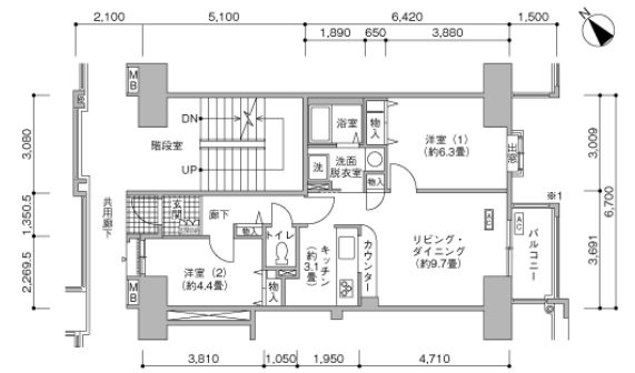 海浜幕張家族寮（幕張ベイタウンミラリオ） 間取り