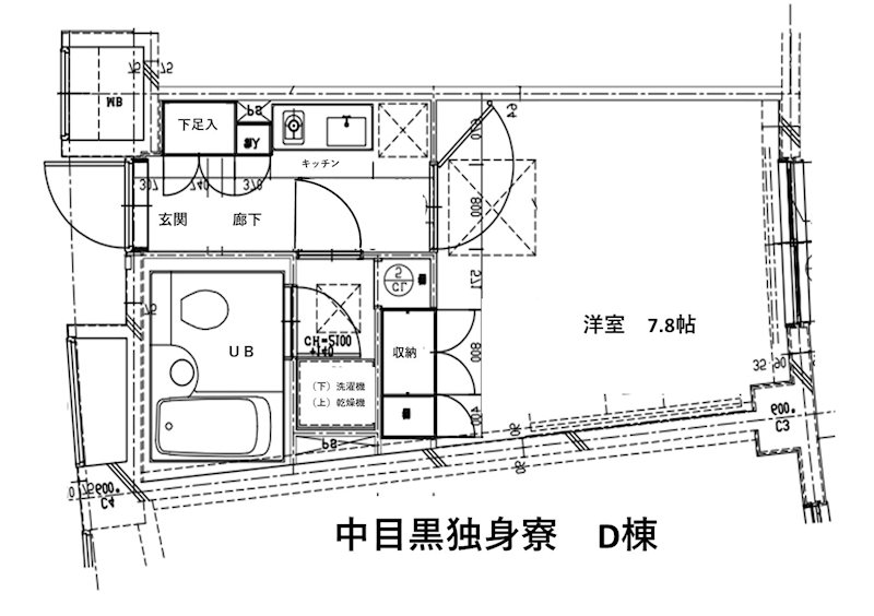 中目黒独身寮（アーバンハイツ中目黒・D棟） 間取り