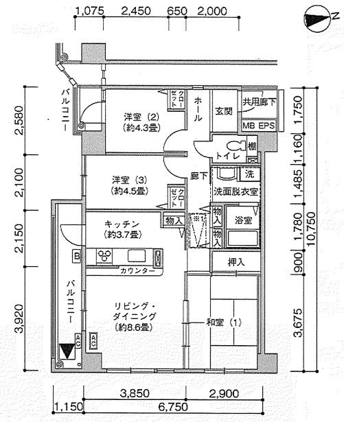 川口飯塚二丁目家族寮（コンフォール川口飯塚） 間取り